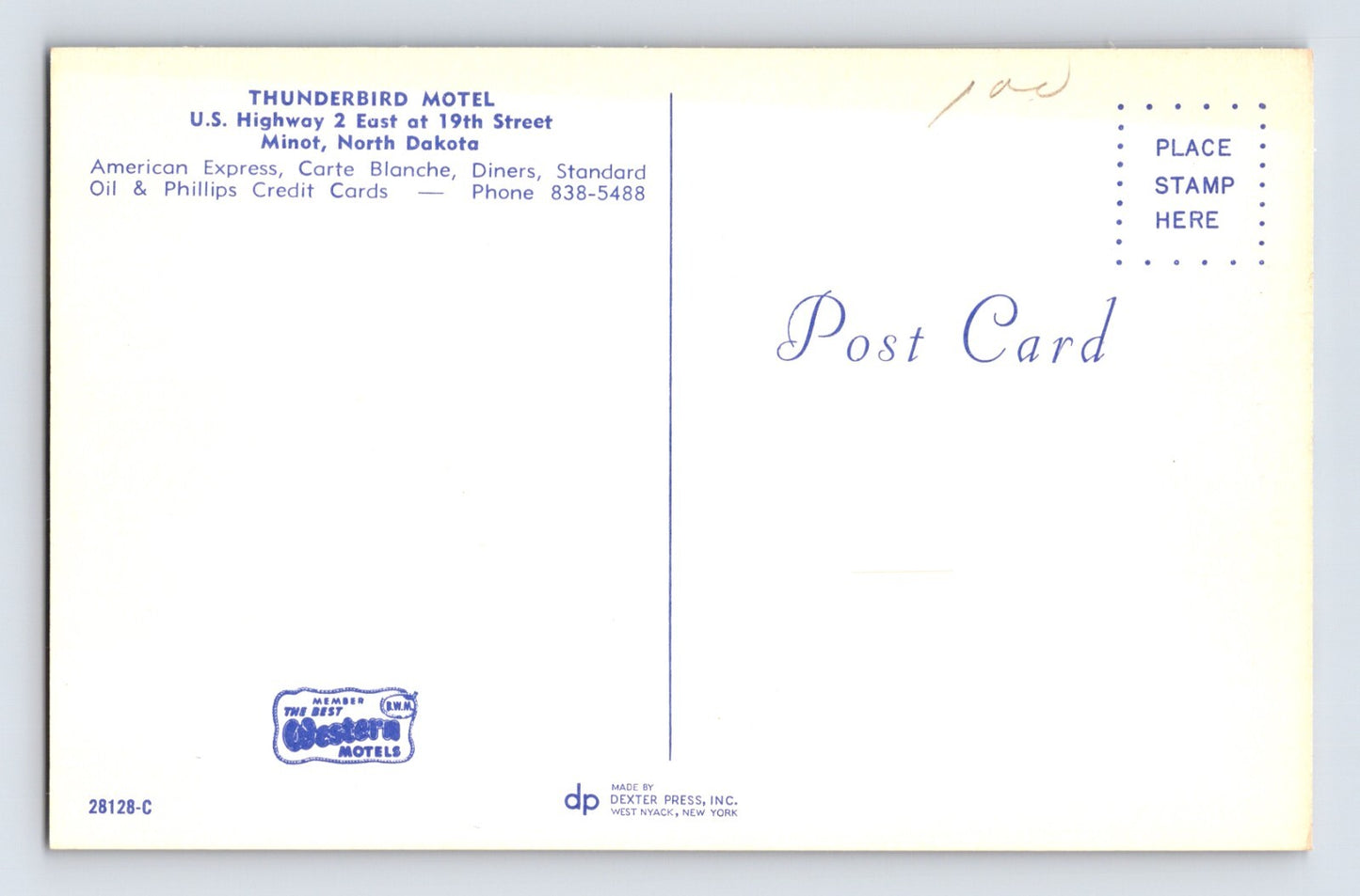 Minot North Dakota Thunderbird Motel 1960s Postcard Unposted Chrome