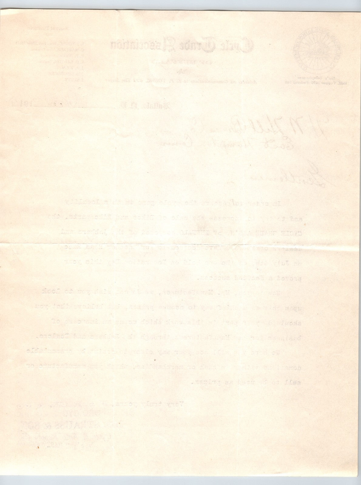 Cycle Trade Association Buffalo NY 1913 Bicycle Road Race Letterhead 8.5 x 11