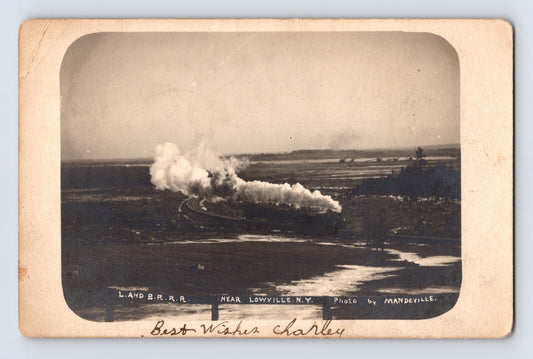 Lowville New York Beaver River Railroad Train Pre-1907 RPPC Postcard Posted