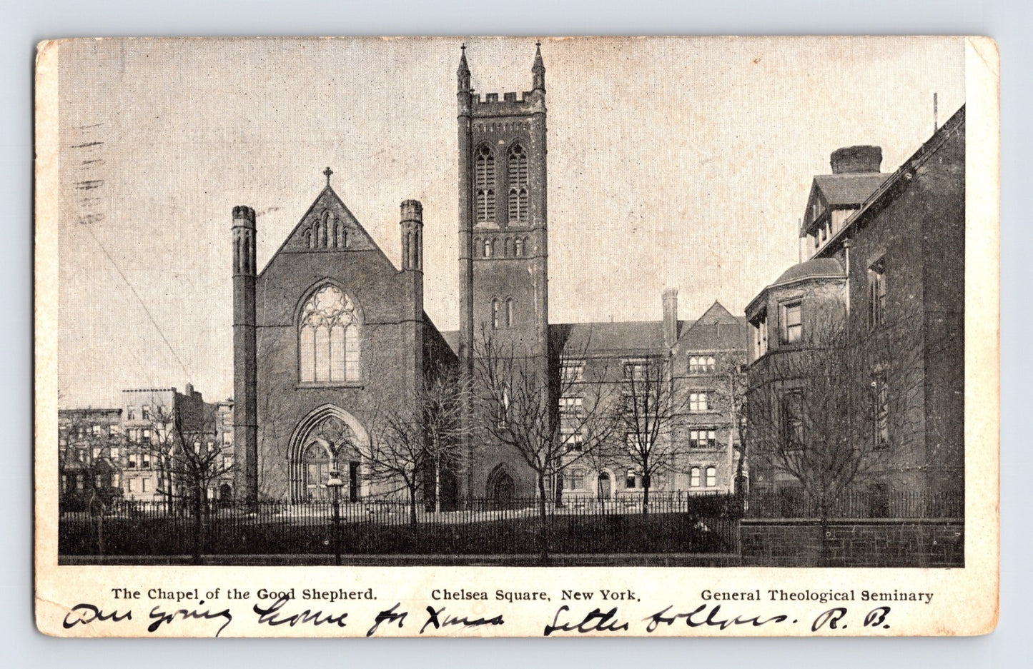 New York City Chelsea Square Good Shepherd Chapel 1909 postcard