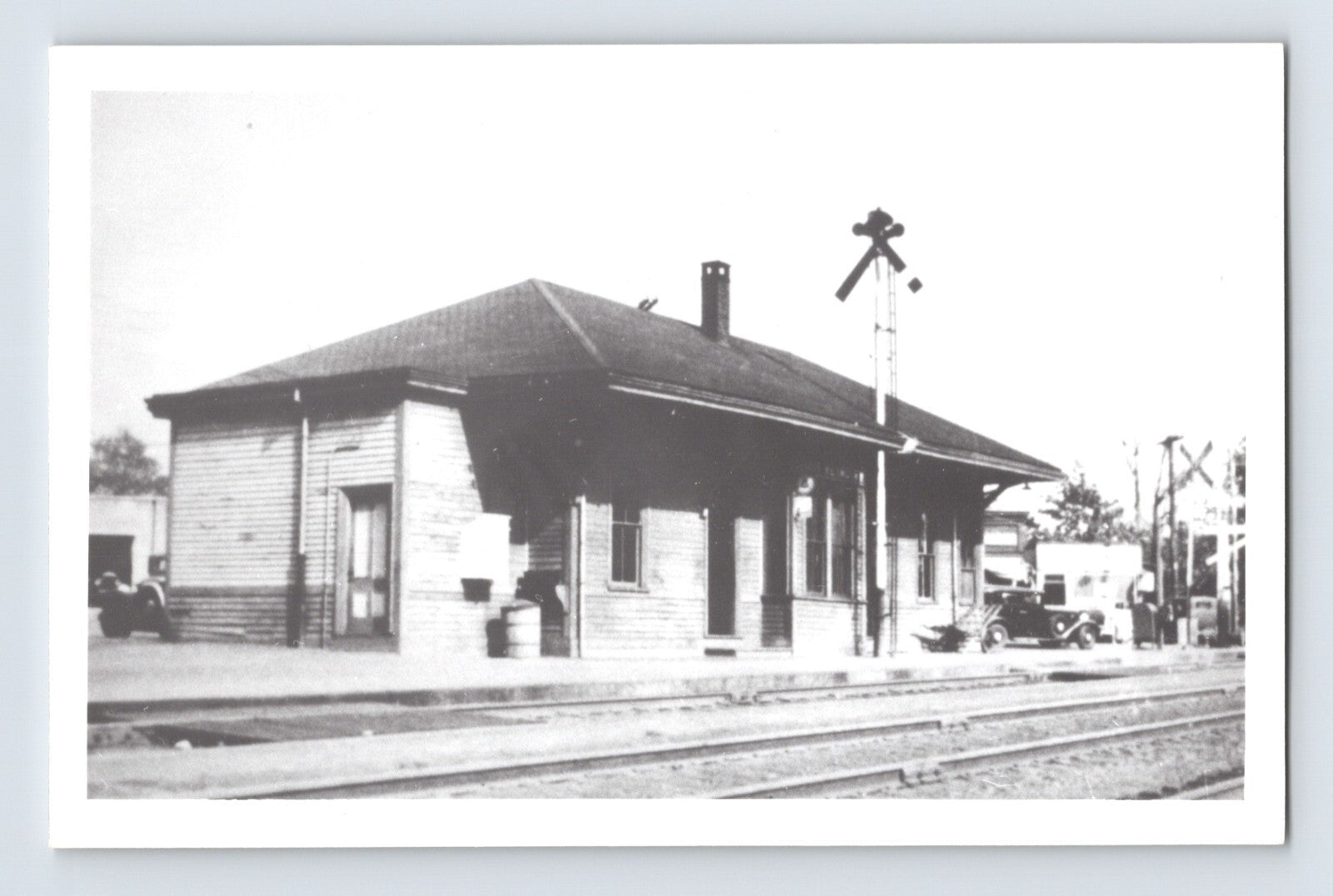 Weymouth Massachusetts railroad station depot platform 1950s postcard train tracks small town rail stop
