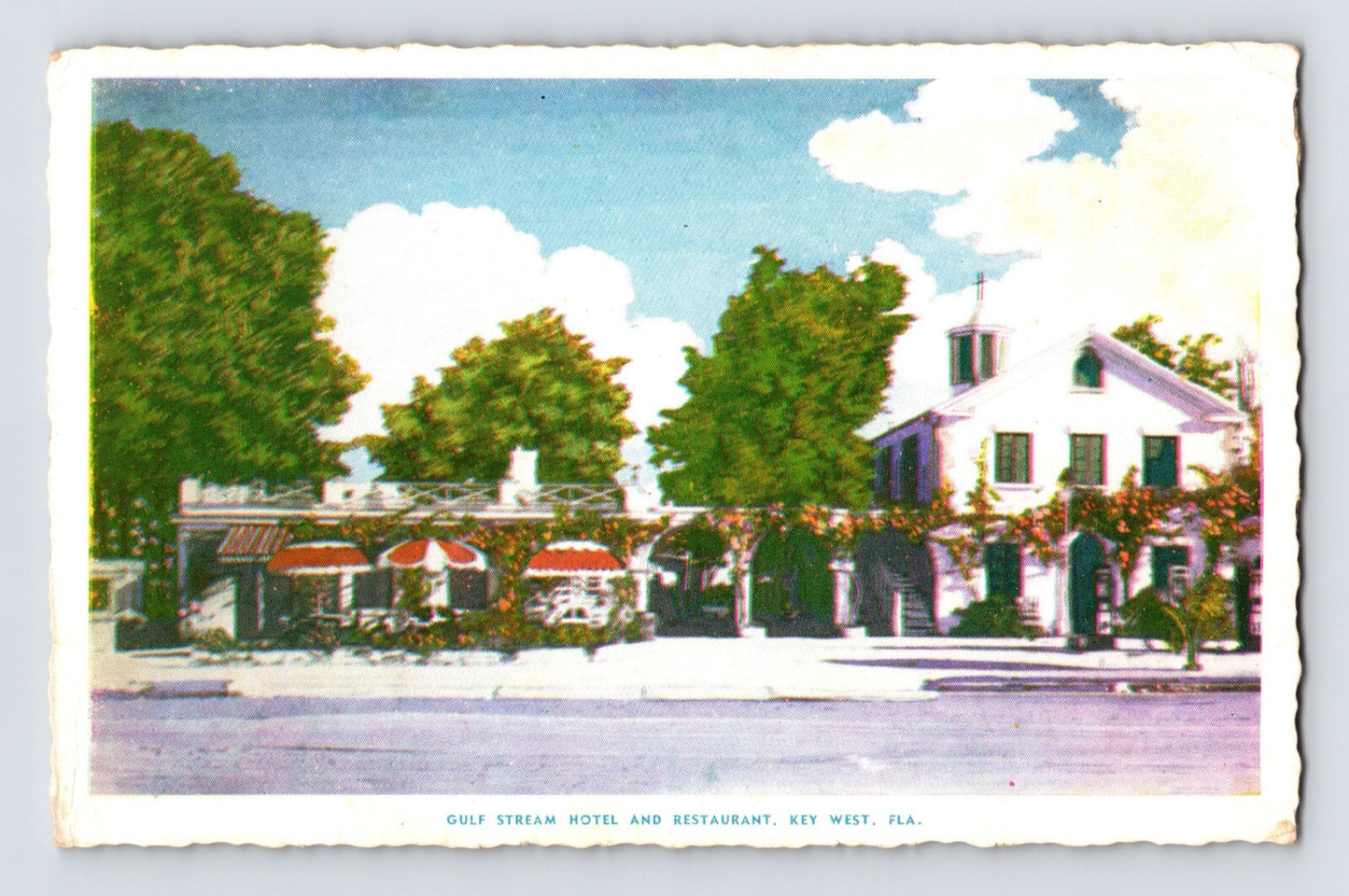Gulf Stream Hotel and Restaurant Key West Florida 1940s chrome postcard exterior view