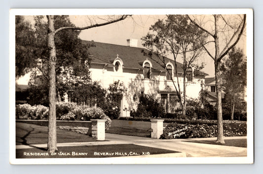 Beverly Hills California Jack Benny residence mansion photo postcard 1940s