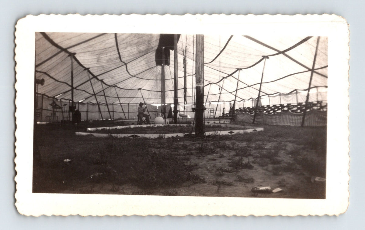 Bell Brothers Circus big top interior 1946 seating rigging center poles circus tent scene