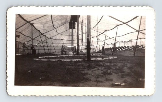 Bell Brothers Circus big top interior 1946 seating rigging center poles circus tent scene