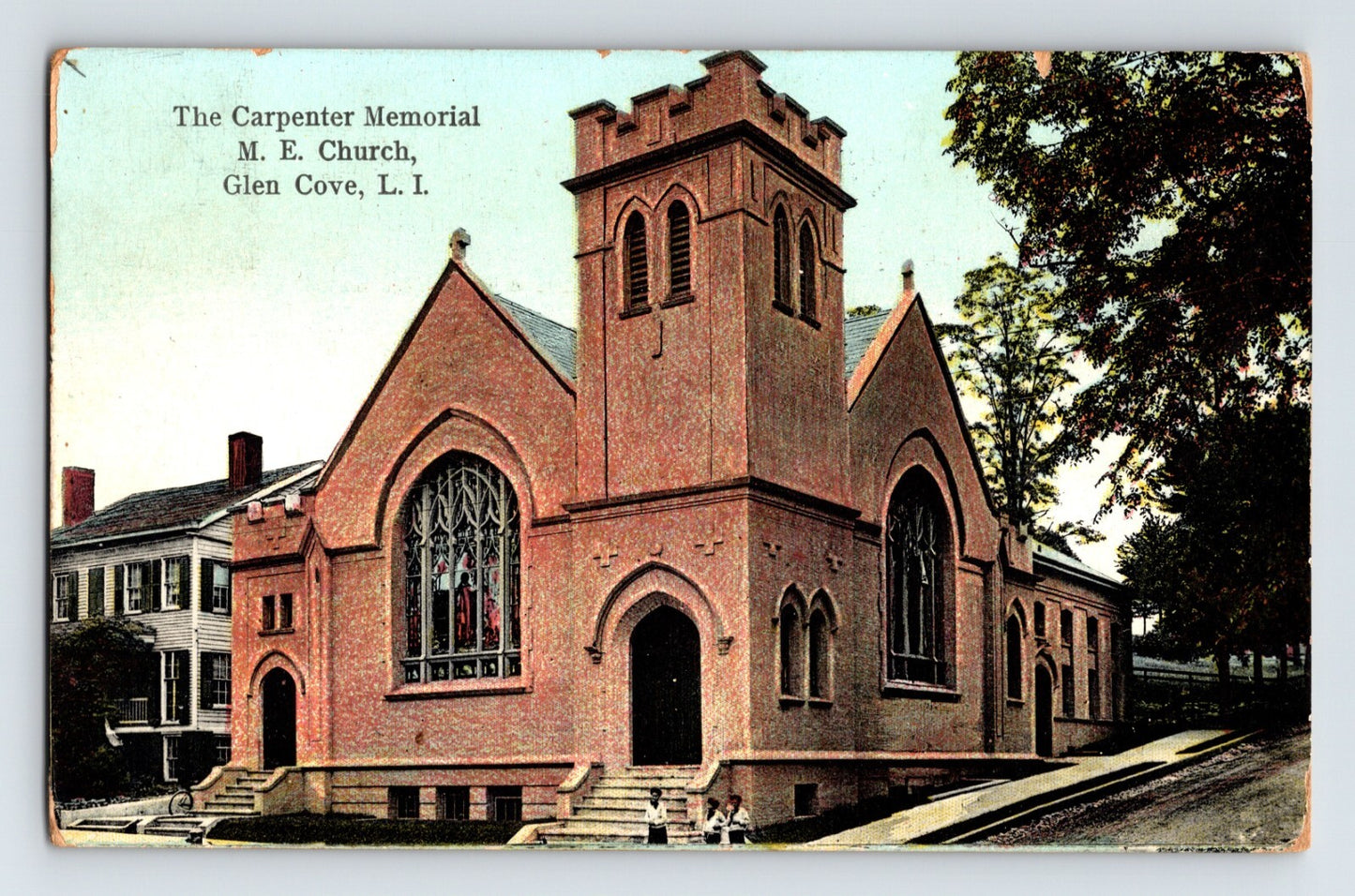Glen Cove New York Long Island Carpenter Memorial Methodist Church 1914 Postcard