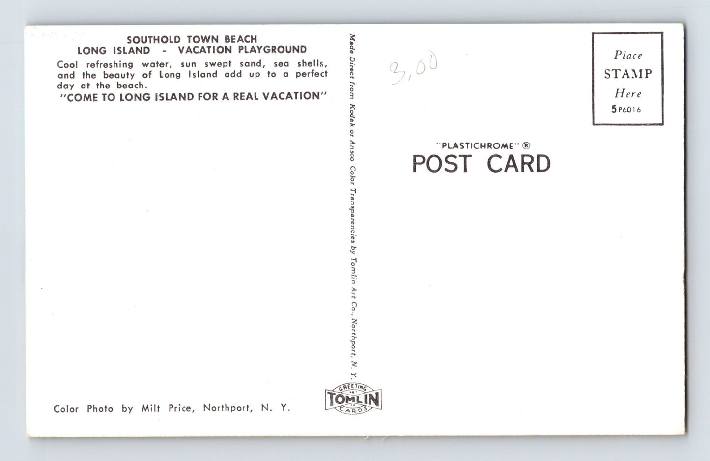 Southold New York Long Island Town Beach 1960s Postcard Unposted Chrome
