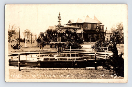 Galveston Texas Garten Verein Fountain 1910s RPPC Postcard Unposted