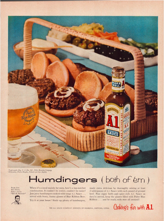 Pabst Beer A1 Steak Sauce 1957 Print Ad Full Page - 10.5 x 13.5