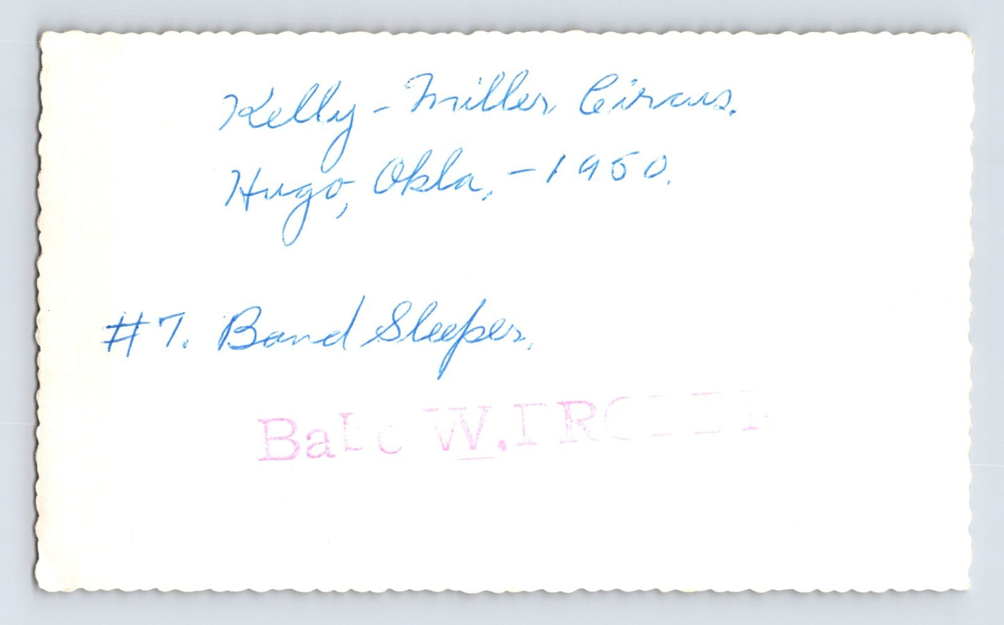 Kelly Miller Circus 1950 Photo Band Sleeper Trailer Hugo Oklahoma 3.5 x 5.5