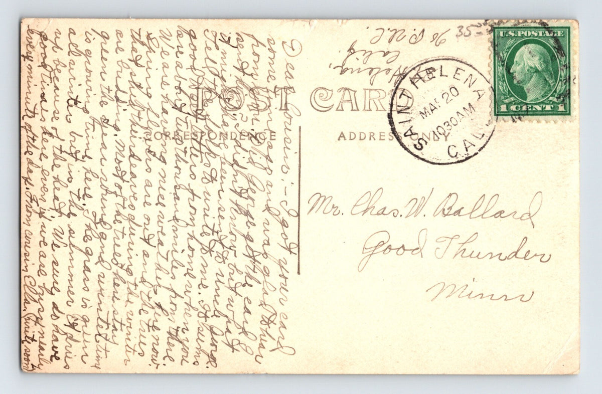 St Helena California Pacific Union College Dormitory 1910s RPPC Postcard Posted