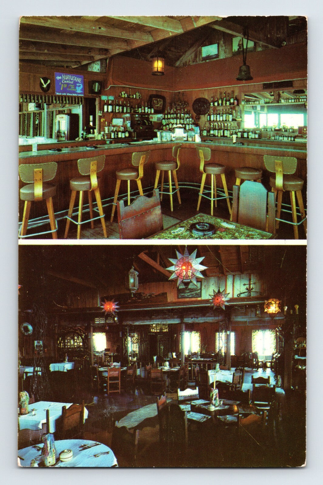 Ocean Grill restaurant interior bar dining room Vero Beach Florida chrome postcard