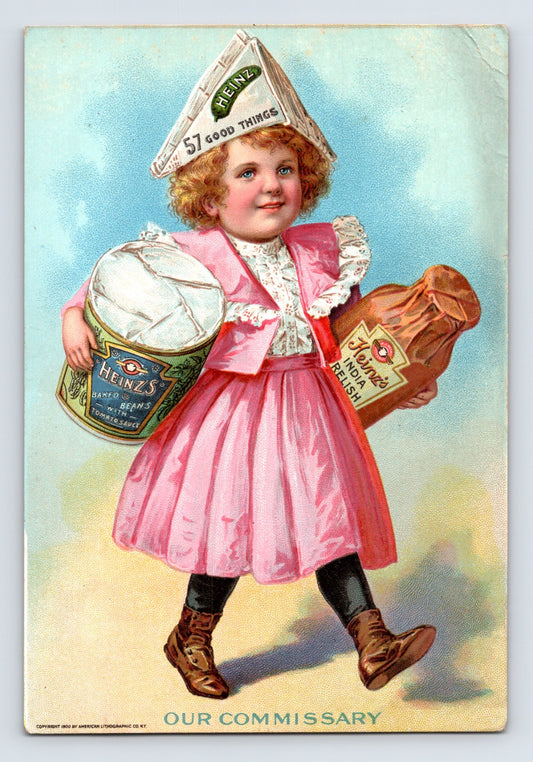 Heinz 57 varieties girl baked beans india relish trade card Our Commissary