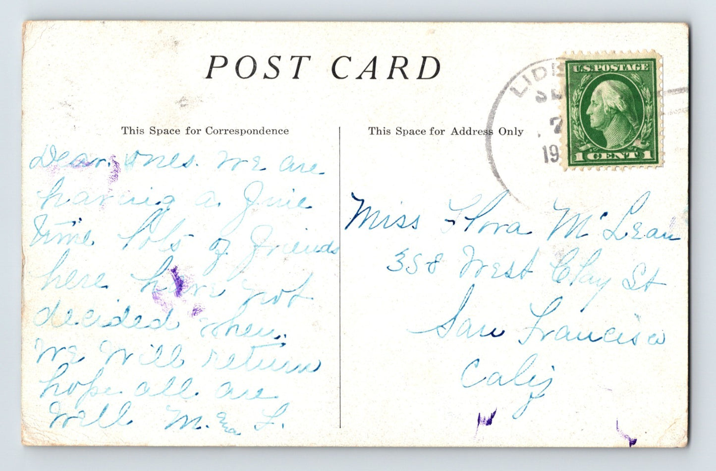 Aetna Springs California The Hall Resort Interior 1910s Postcard Posted