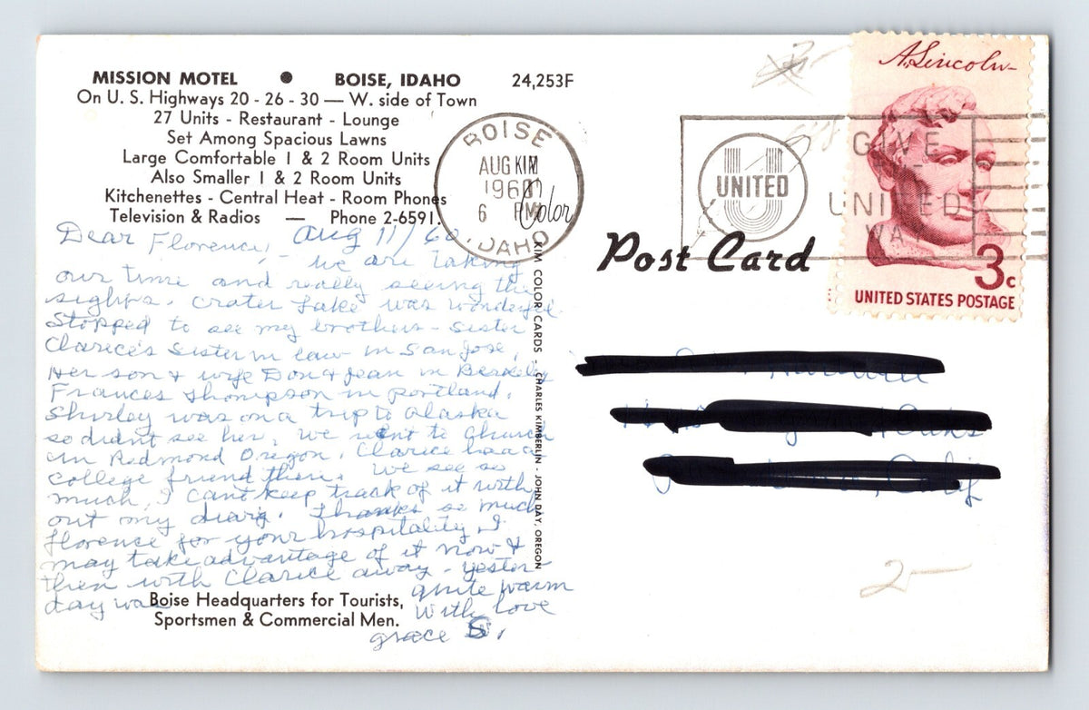 Boise Idaho Mission Motel Multi View 1960 Postcard Posted Chrome