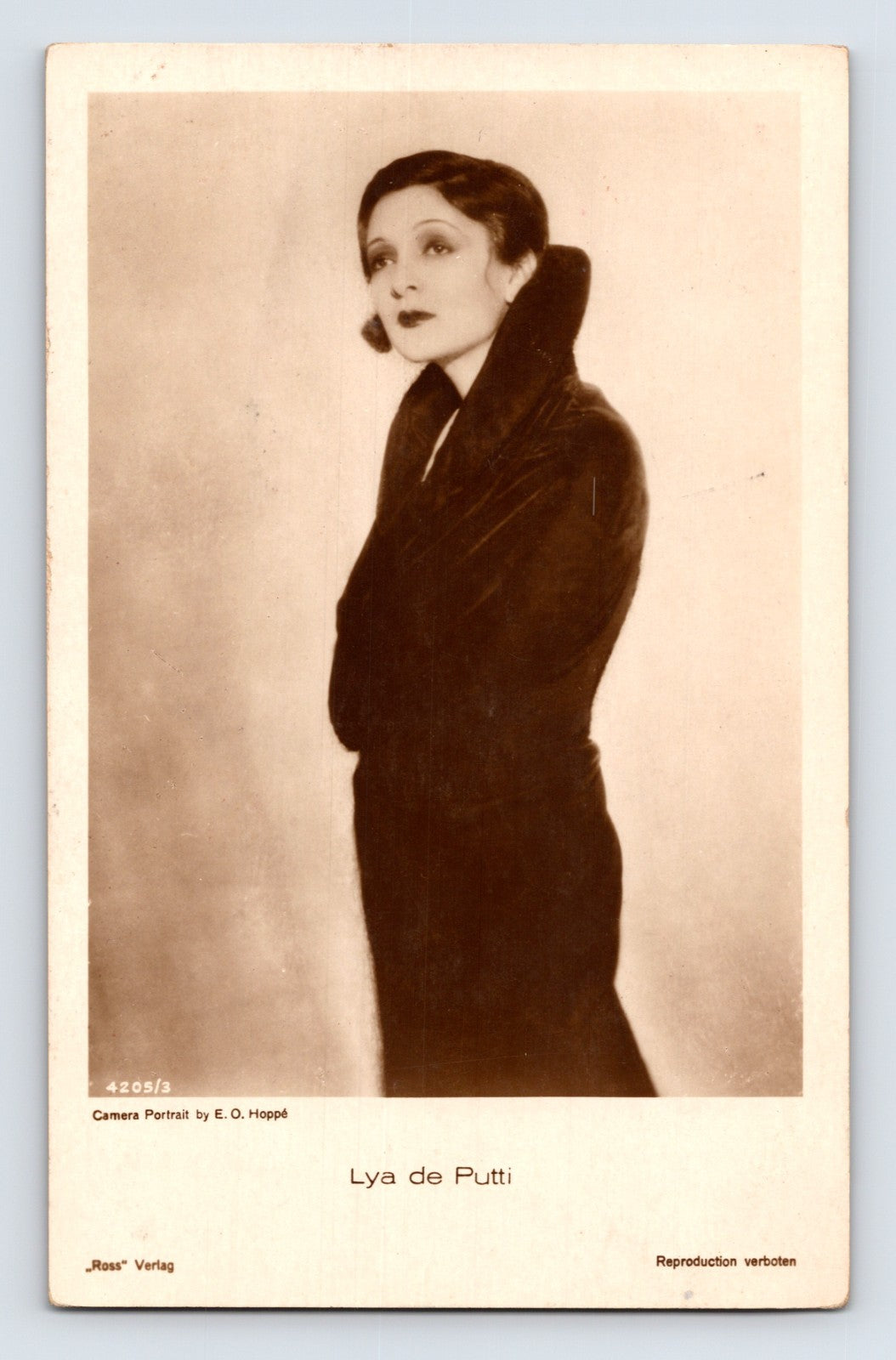 Lya de Putti silent film actress studio portrait Ross Verlag postcard sepia photograph