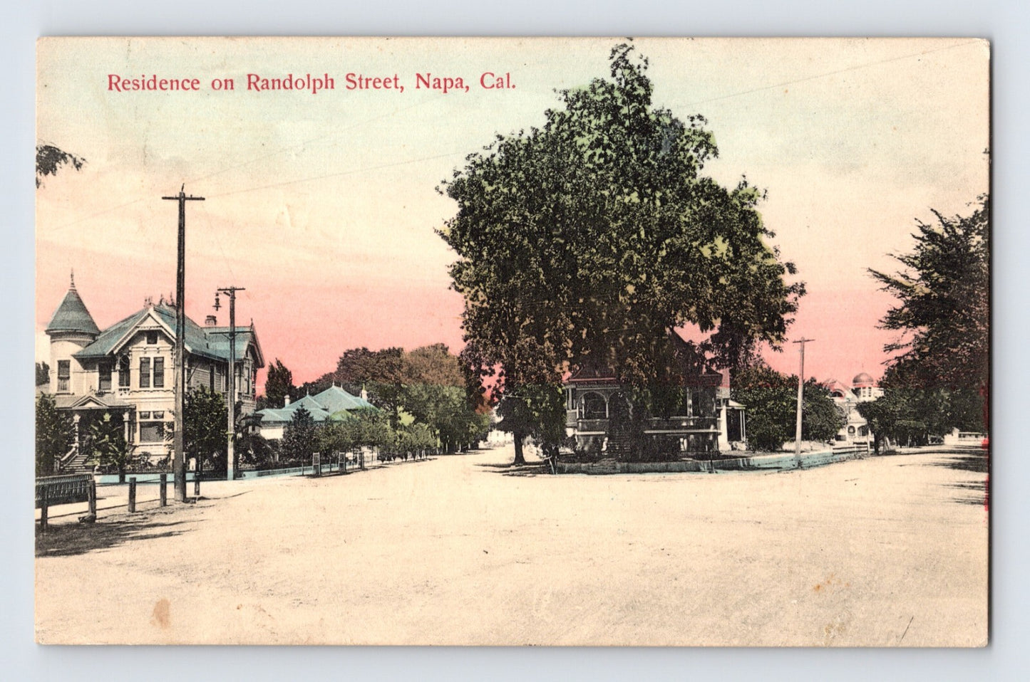 Napa California Randolph Street 1917 postcard downtown street view early automobiles buildings