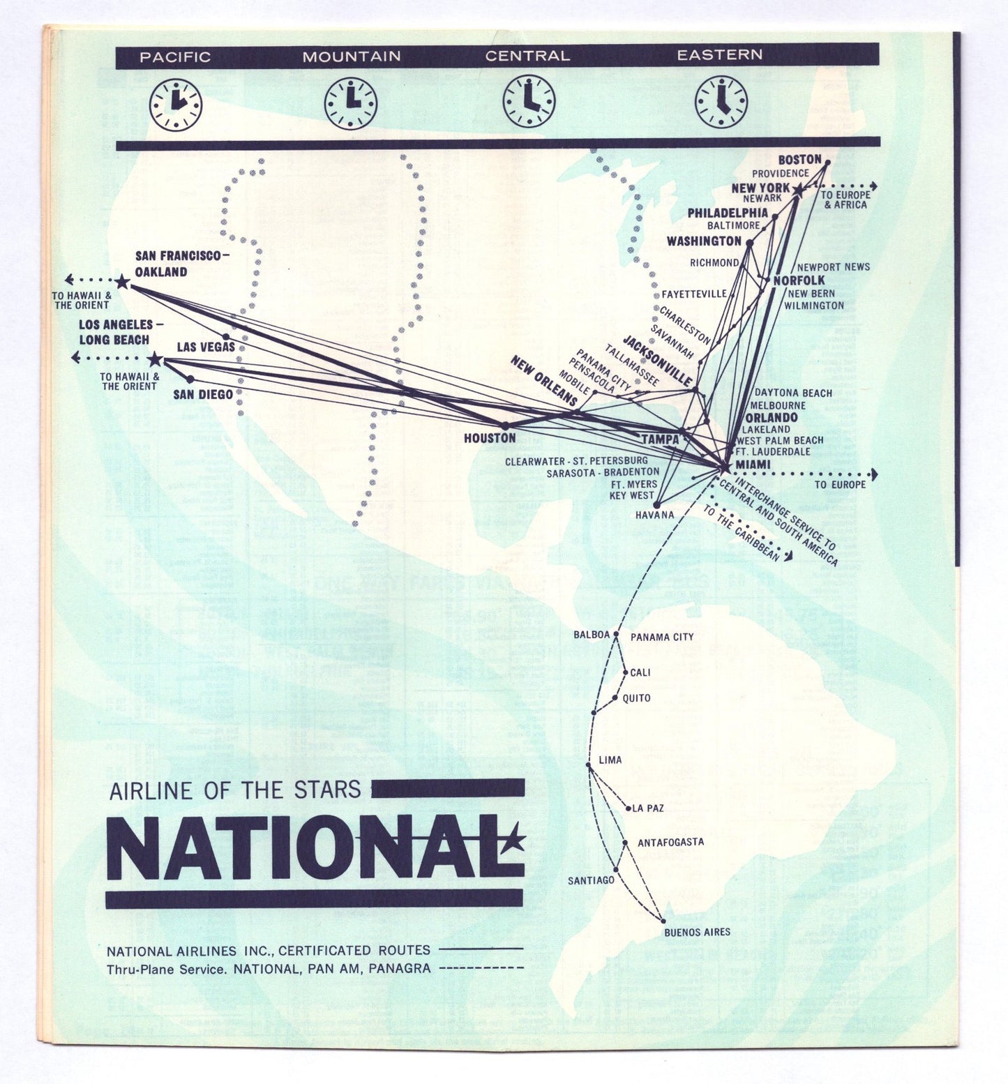 National Airlines 1962 Jet Beach Swimsuit System Timetable Brochure