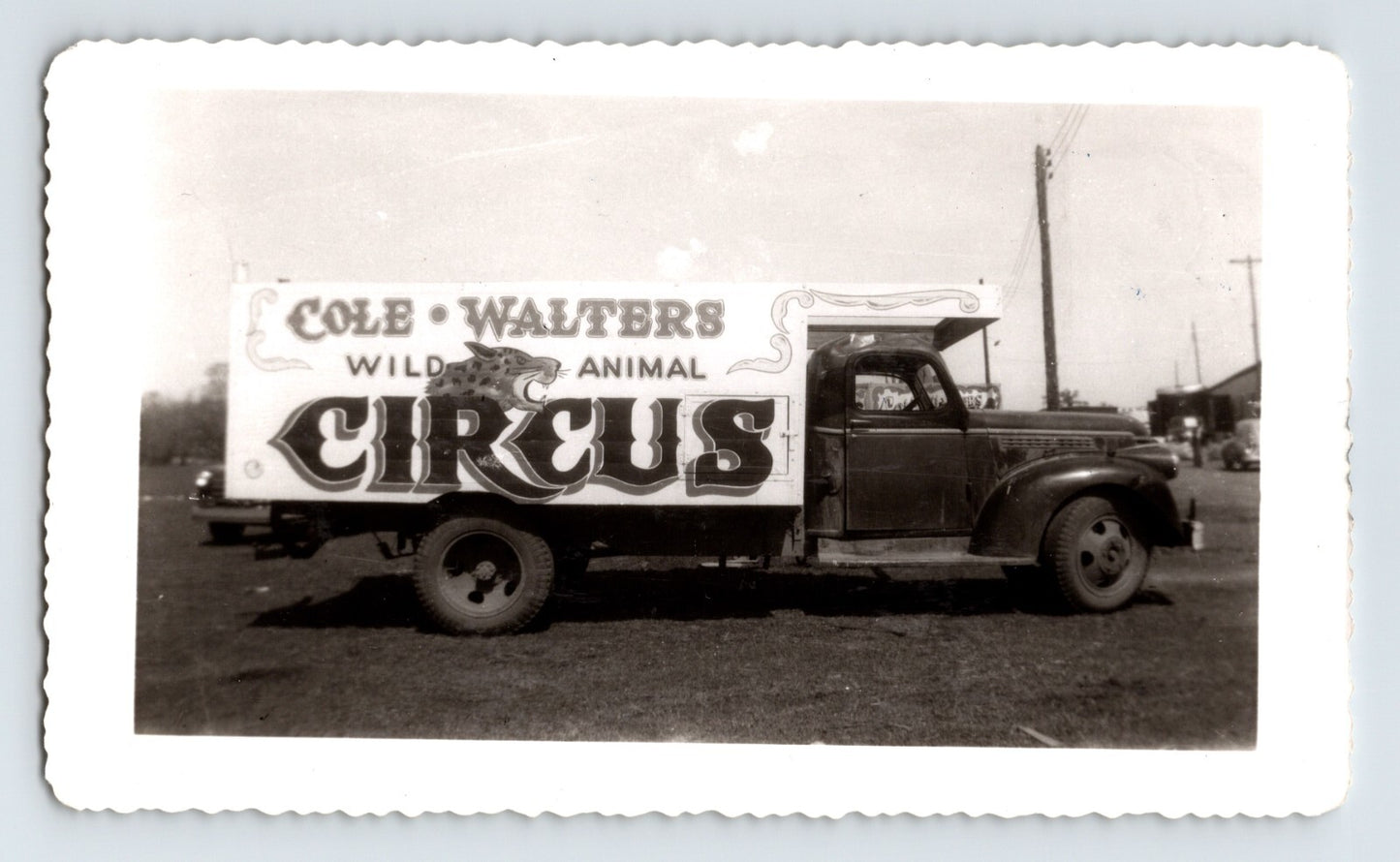 Cole Walters Wild Animal Circus truck sideshow advertising Hugo Oklahoma vintage photo