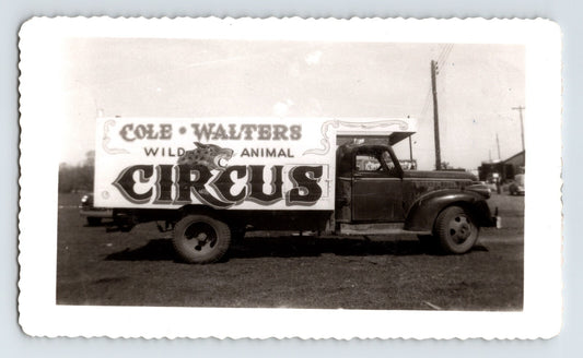 Cole Walters Wild Animal Circus truck sideshow advertising Hugo Oklahoma vintage photo
