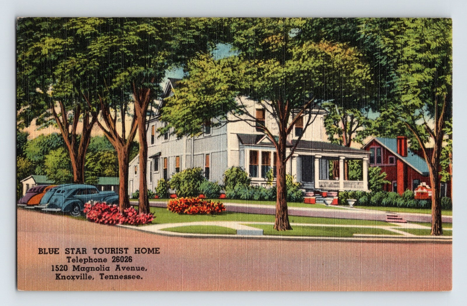 Knoxville Tennessee Blue Star Tourist Home Magnolia Avenue 1940s house motel linen postcard