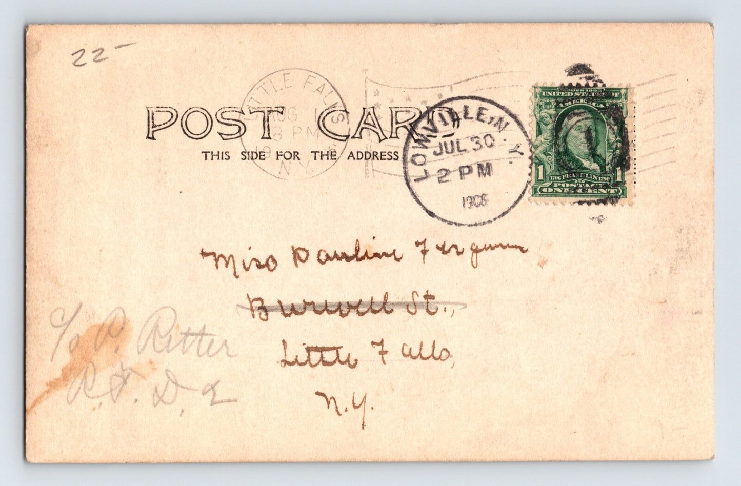 Lowville New York Academy School 1906 Postcard Posted Undivided Back