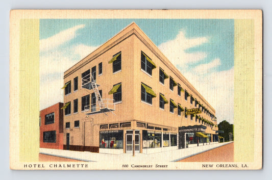 New Orleans Louisiana Hotel Chalmette 1940s Postcard Linen