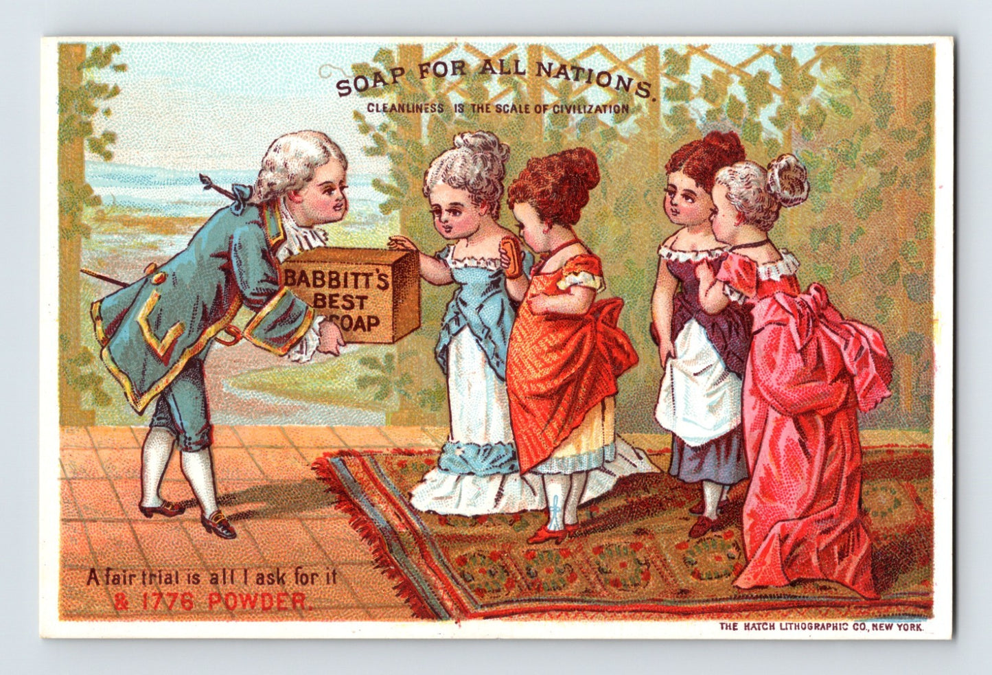 Babbitt’s Best Soap Colonial Children 1890s Victorian Trade Card - 3.25 x 4.5