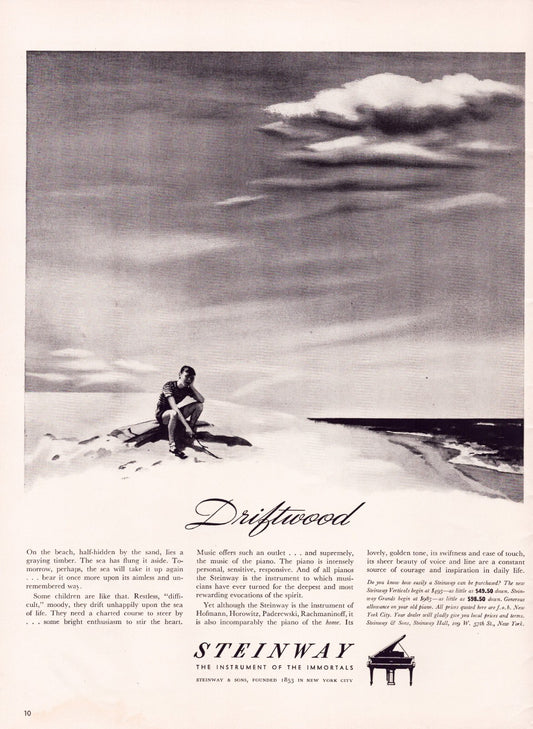 Steinway Piano 1939 Print Ad Driftwood Music Education Full Page 10.5 x 13.5