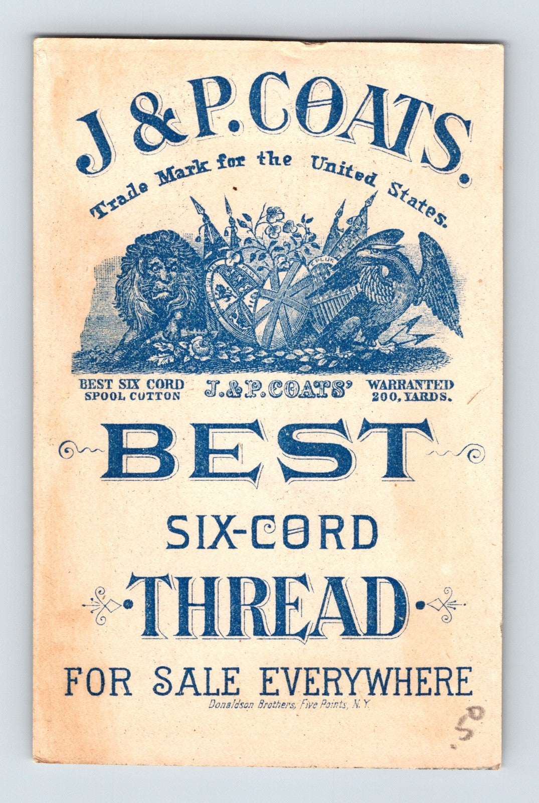 J P Coats Little Miss Muffet Spider Scene 1890s Trade Card 2.5 x 4