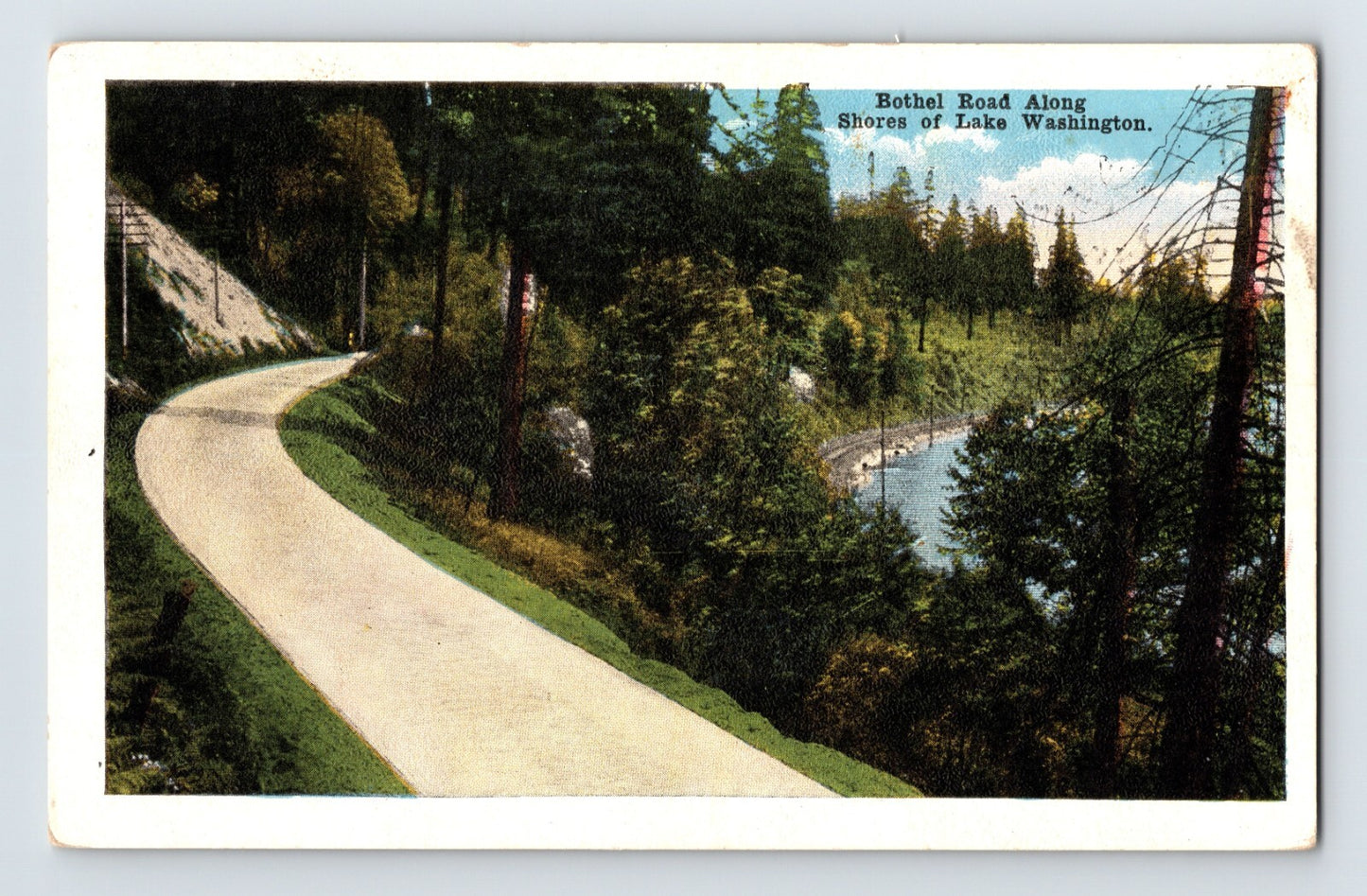 Lake Washington Bothell Road 1920s Postcard Unposted White Border