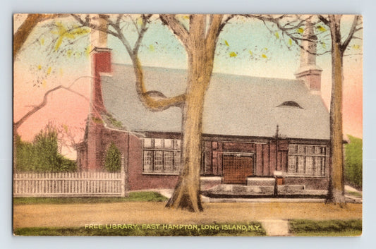 East Hampton New York Long Island Free Library 1930s Postcard Unposted