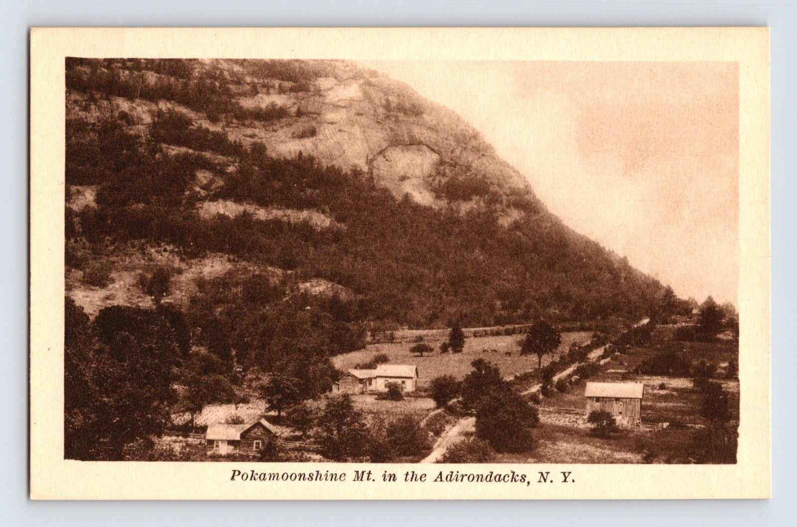 Mount Pokamoonshine Adirondacks New York sepia mountain landscape 1920s postcard front view