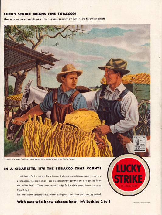Lucky Strike Cigarettes 1942 WWII tobacco print ad full page vintage advertising