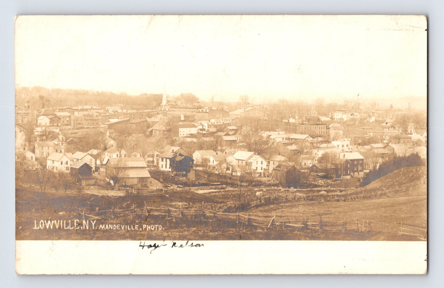 Lowville New York Downtown Aerial Pre-1907 RPPC Postcard Unposted Undivided