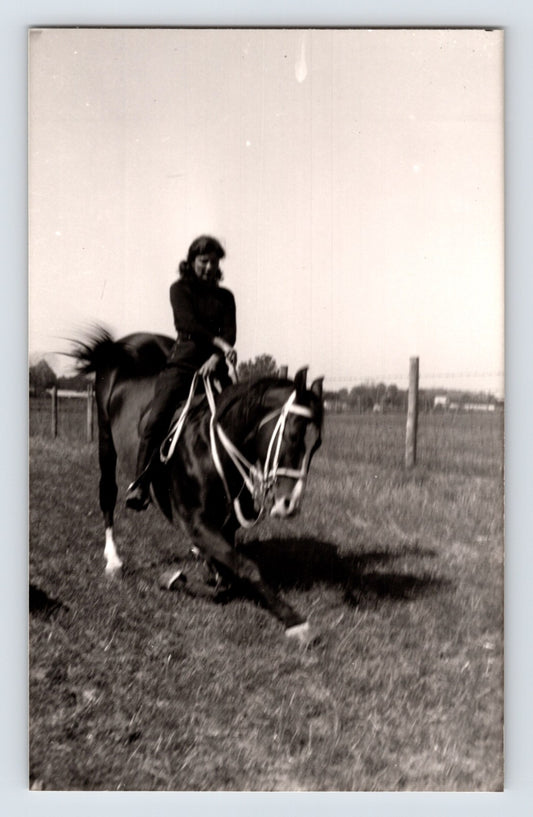 Barnes Sells Floto Circus 1940s woman performer riding horse during training on circus grounds photograph