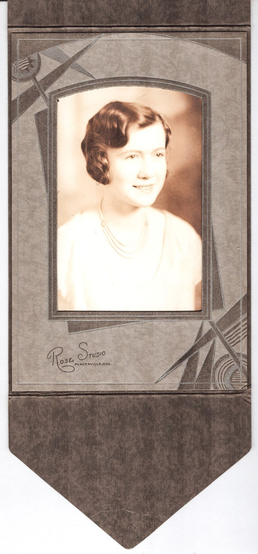 Placerville California studio portrait young woman Mabel Cooper 1910s mounted photo