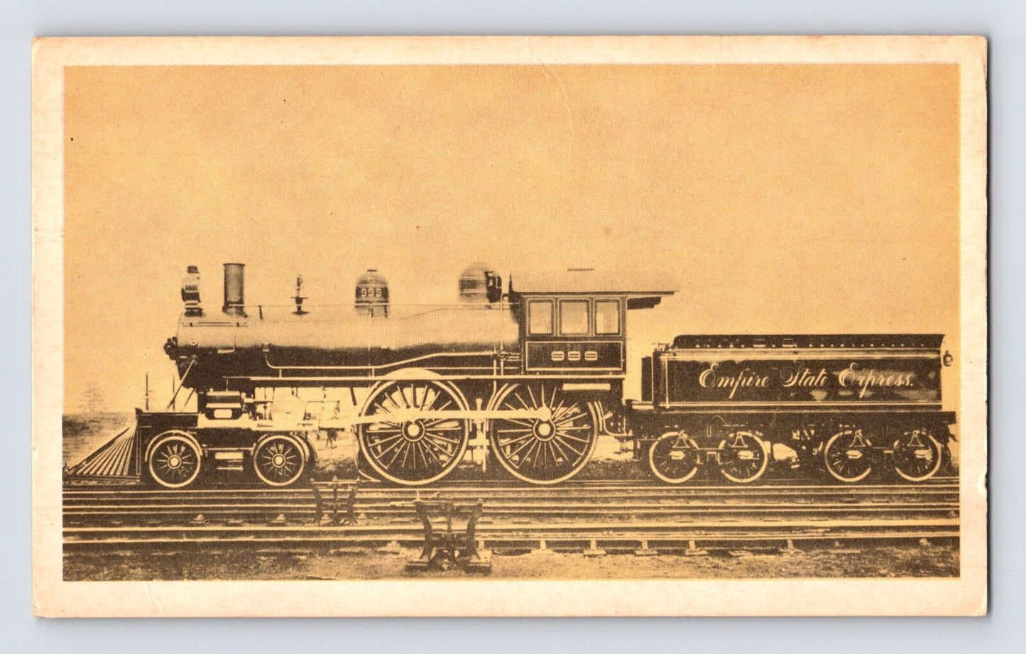 New York Central Railroad 4-4-0 Empire State Express locomotive historic train postcard
