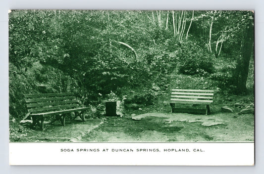 Hopland California Duncan Soda Springs 1910s postcard benches natural spring wooded setting divided back