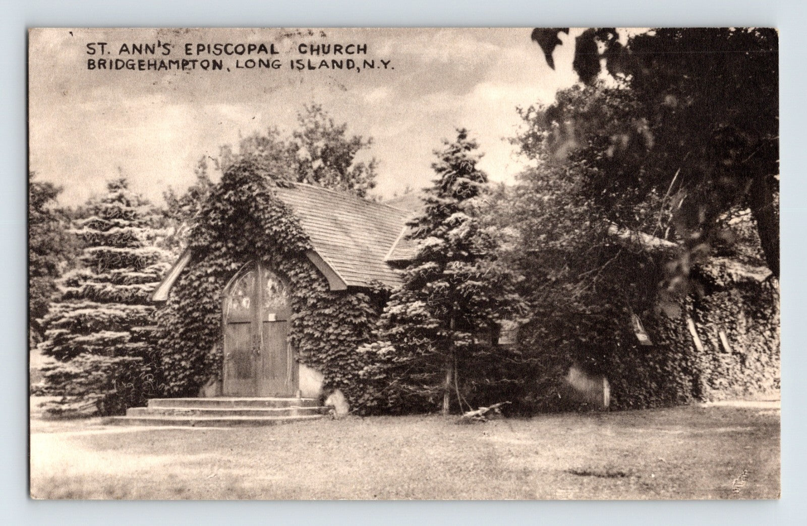 Bridgehampton Long Island New York St Ann Episcopal Church ivy covered chapel 1950 postcard