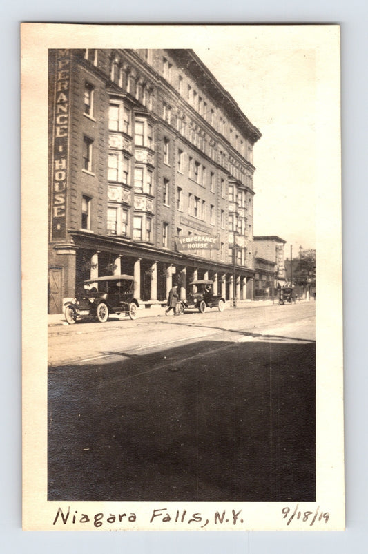 Niagara Falls NY Temperance House Hotel Street Scene 1919 Photo - 2.75 x 4.25