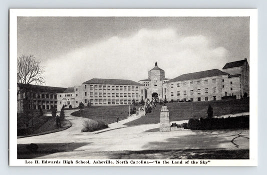 Asheville North Carolina Lee H Edwards High School campus building view 1940s postcard