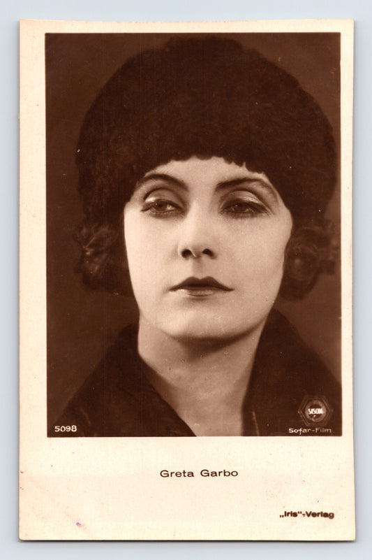 Greta Garbo Photo Postcard RPPC 1930s Iris Verlag Unposted