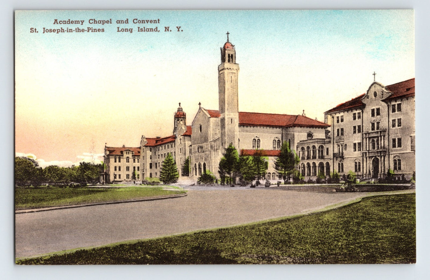 Southampton New York Academy Chapel St Joseph in the Pines Long Island large campus buildings postcard