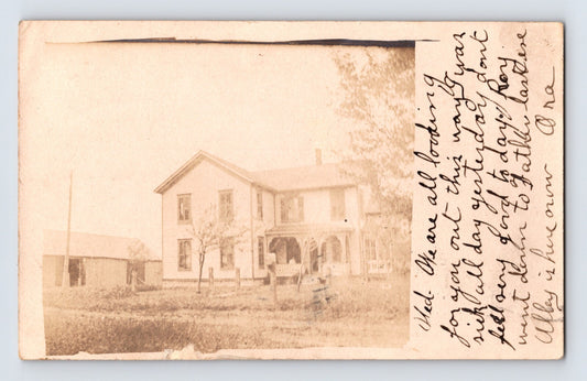 Lowville New York farmhouse residence porch horse carriage 1907 postcard undivided back