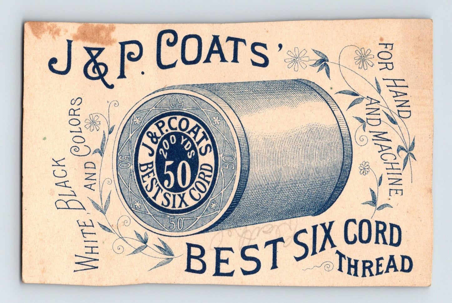 J P Coats Kittens Mail Thread Spool Cats 1890s Trade Card 2.75 x 4.25