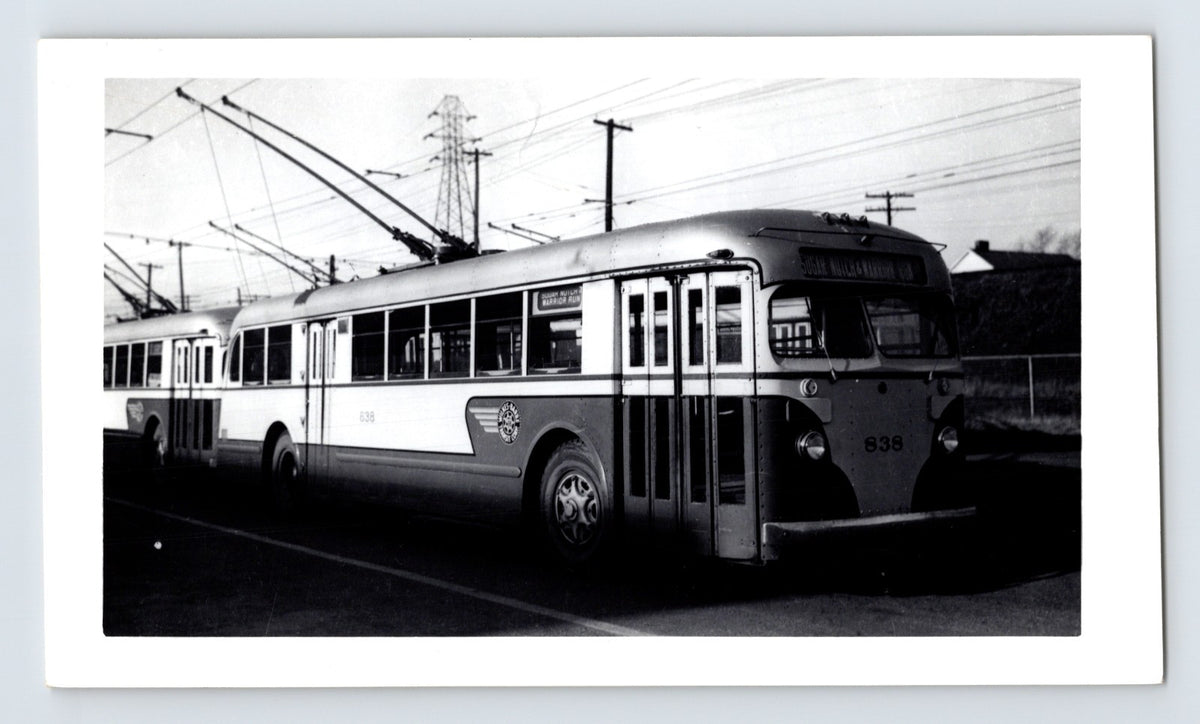 Wilkes-Barre Transit Company trolley bus 838 Sugar Notch Warrior Run route Pennsylvania black and white transportation photo