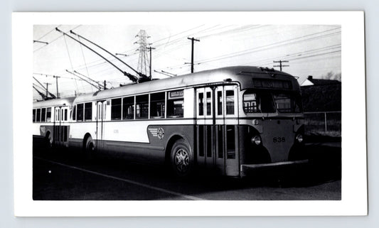 Wilkes-Barre Transit Company trolley bus 838 Sugar Notch Warrior Run route Pennsylvania black and white transportation photo