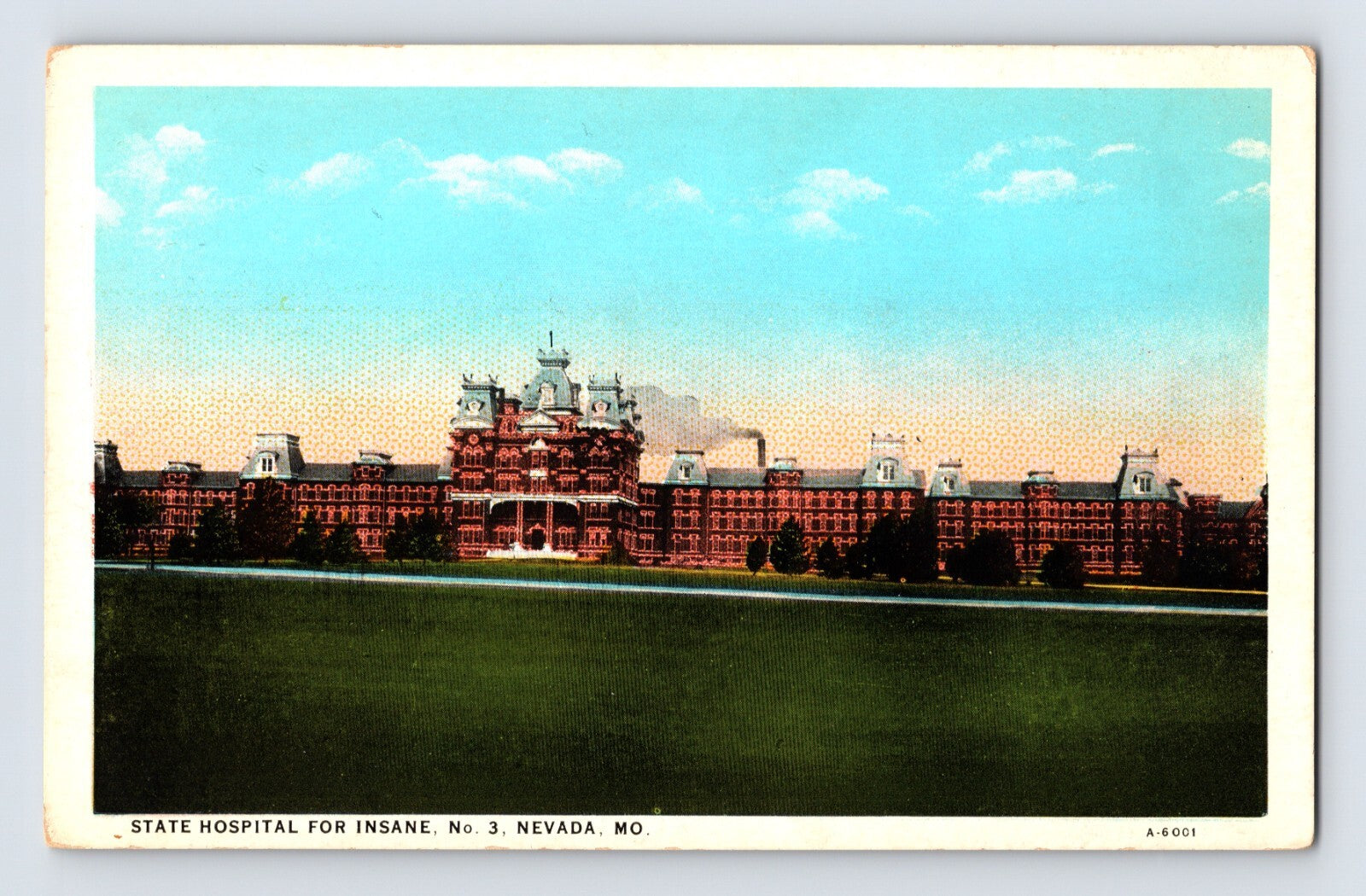 Nevada Missouri State Hospital No 3 large brick institutional building 1930s postcard