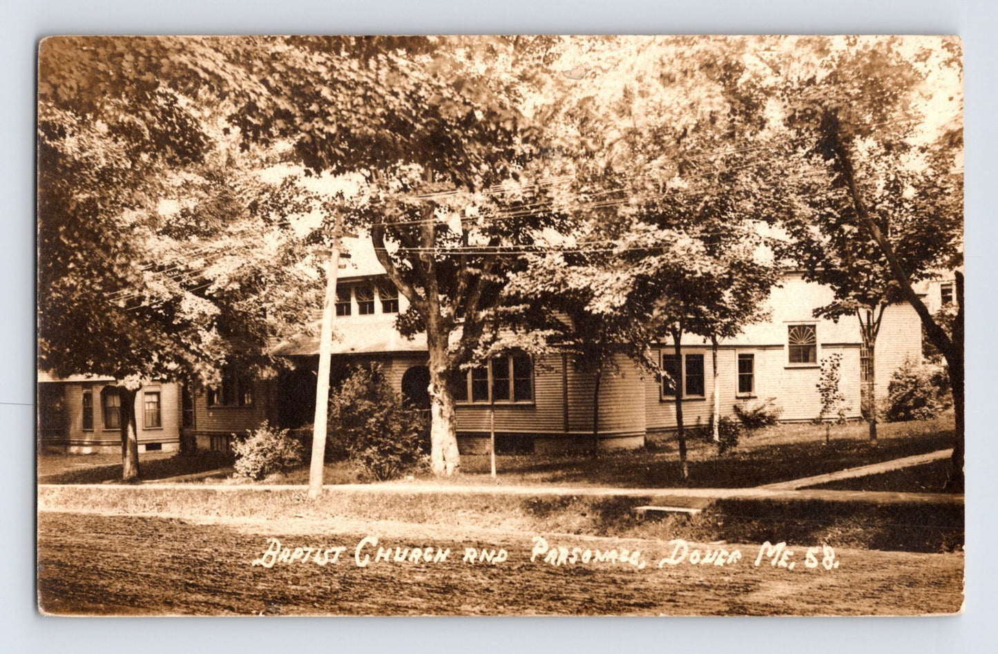Dover Maine Baptist Church Parsonage 1910s RPPC Postcard Unposted Divided